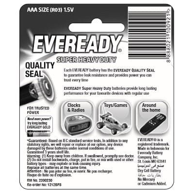 Eveready - Super Heavy Duty M1215 AAA Battery Value Pack Battery CherryAffairs