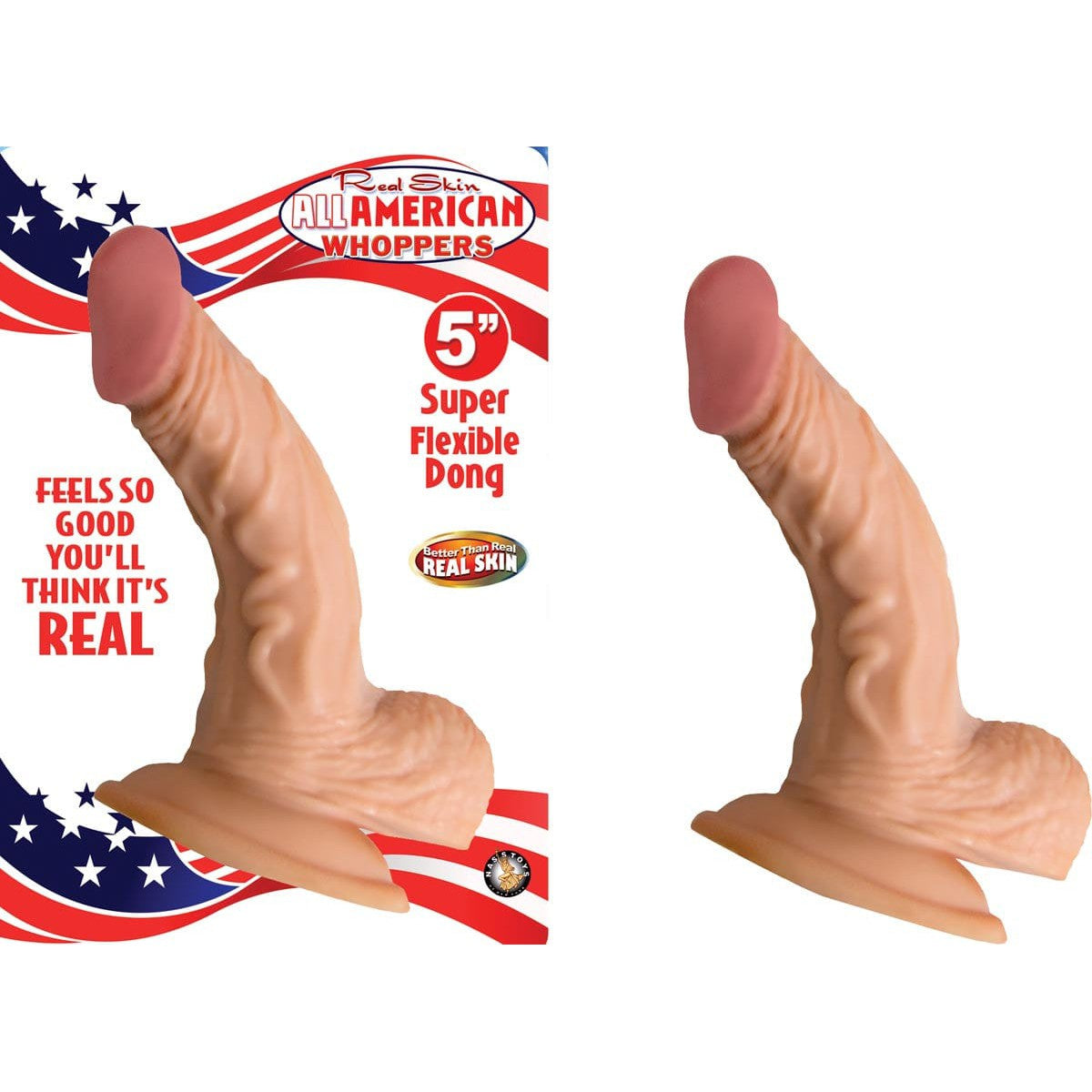 Nasstoys - Real Skin All American Whoppers Super Flexible Dong with Balls Realistic Dildo with suction cup (Non Vibration) 782631223019 CherryAffairs