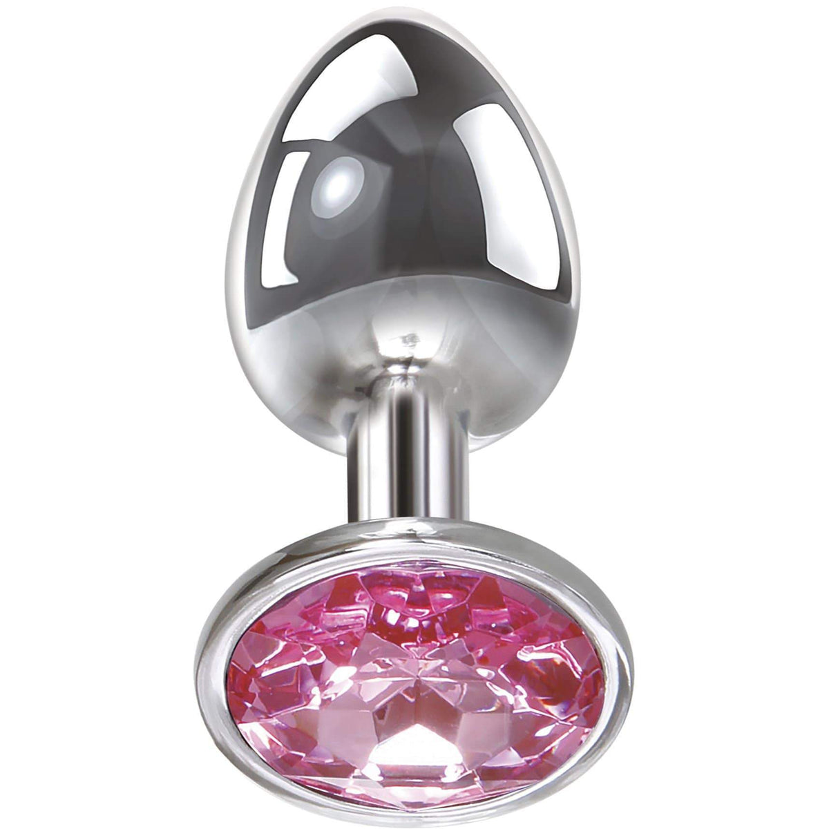 Adam &amp; Eve - Pink Gem Aluminium Anal Plug Medium (Silver) AE1031 CherryAffairs