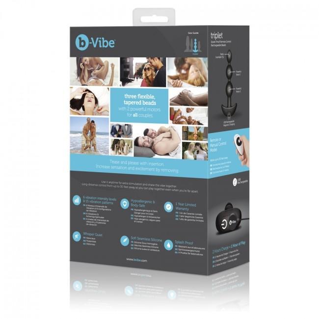 B-Vibe - Triplet Remote Control Rechargeable Anal Beads (Black) | CherryAffairs Singapore