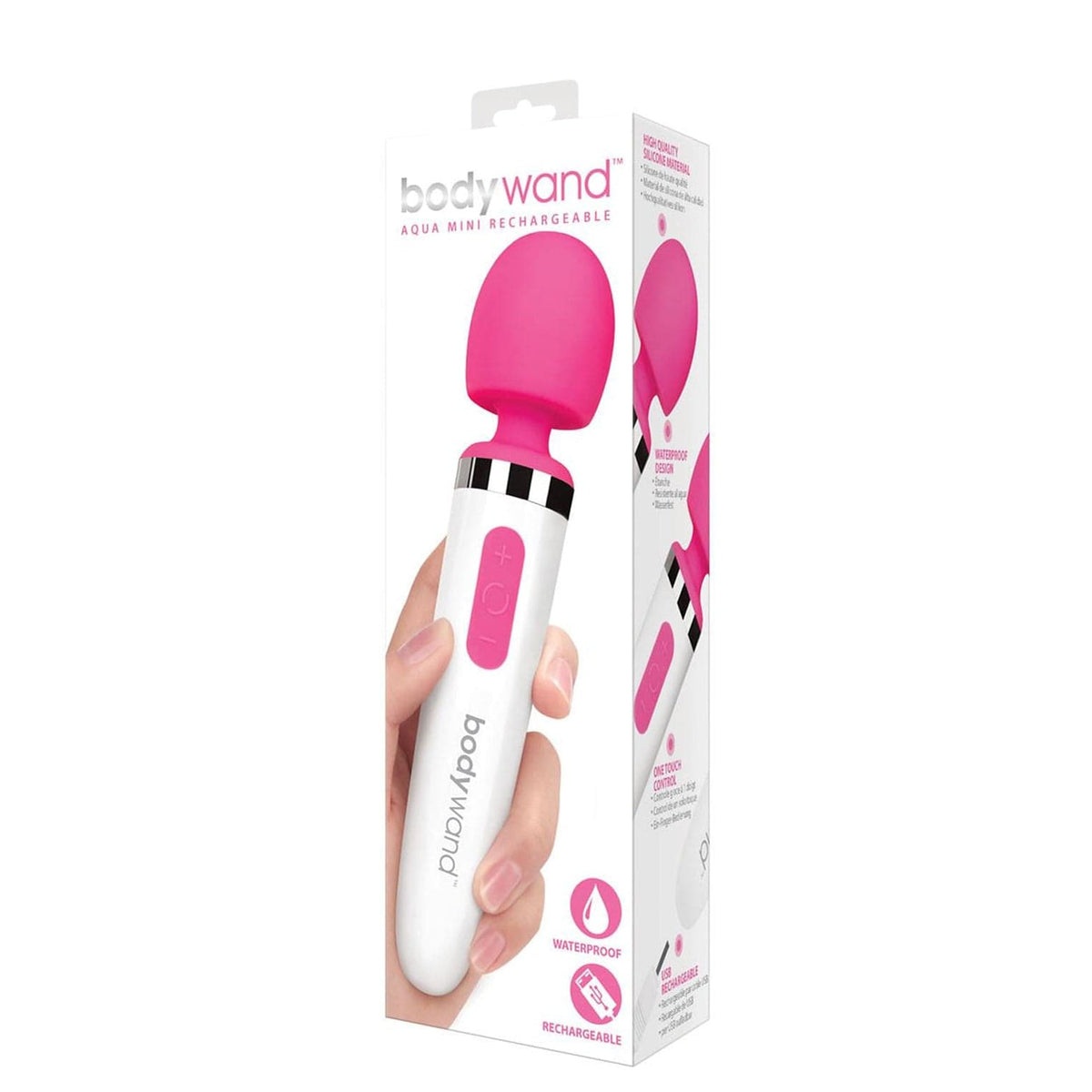 Bodywand - Aqua Mini USB Rechargeable Wand Massager  Pink 726633977594 Wand Massagers (Vibration) Rechargeable