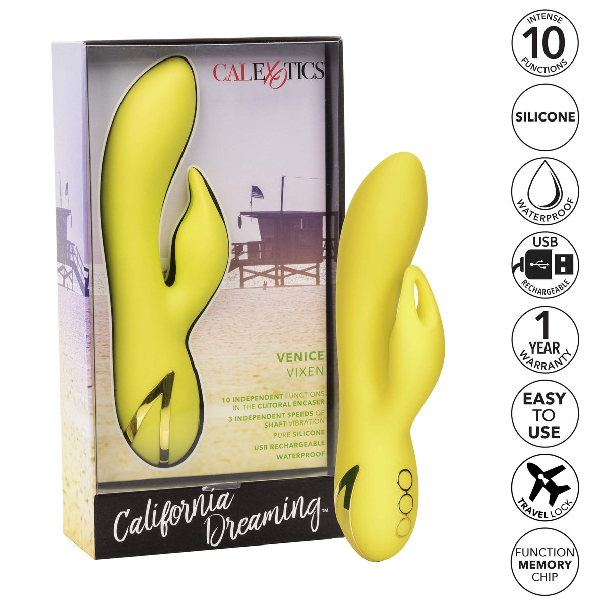California Exotics - California Dreaming Venice Vixen Rabbit Vibrator (Yellow) CE1828 CherryAffairs