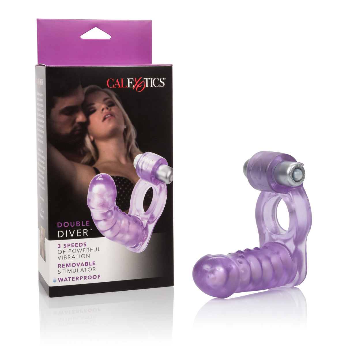 California Exotics - Double Diver Vibrating Cock Ring (Purple) | CherryAffairs Singapore