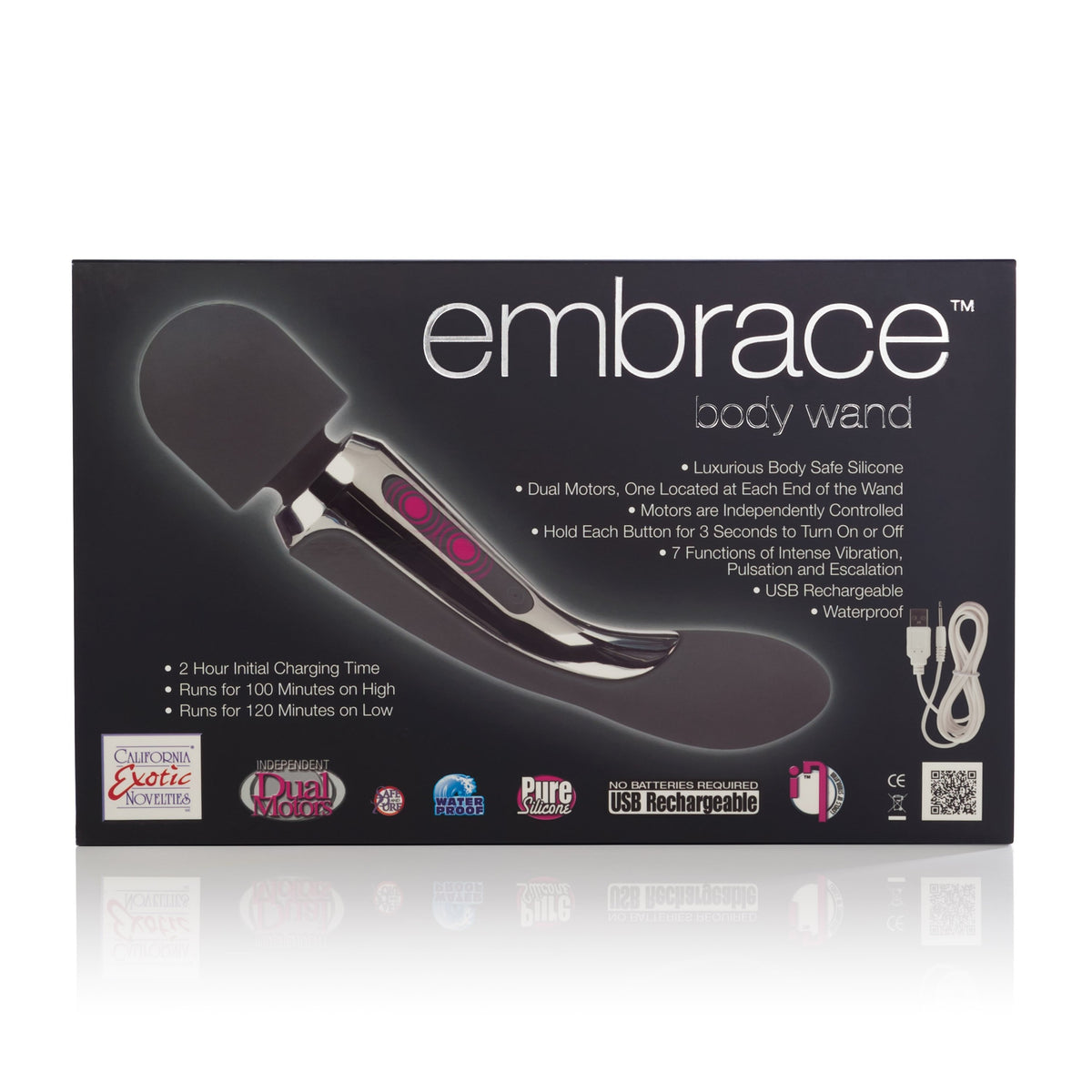 California Exotics - Embrace Rechargeable Body Wand Massager (Black) | CherryAffairs Singapore