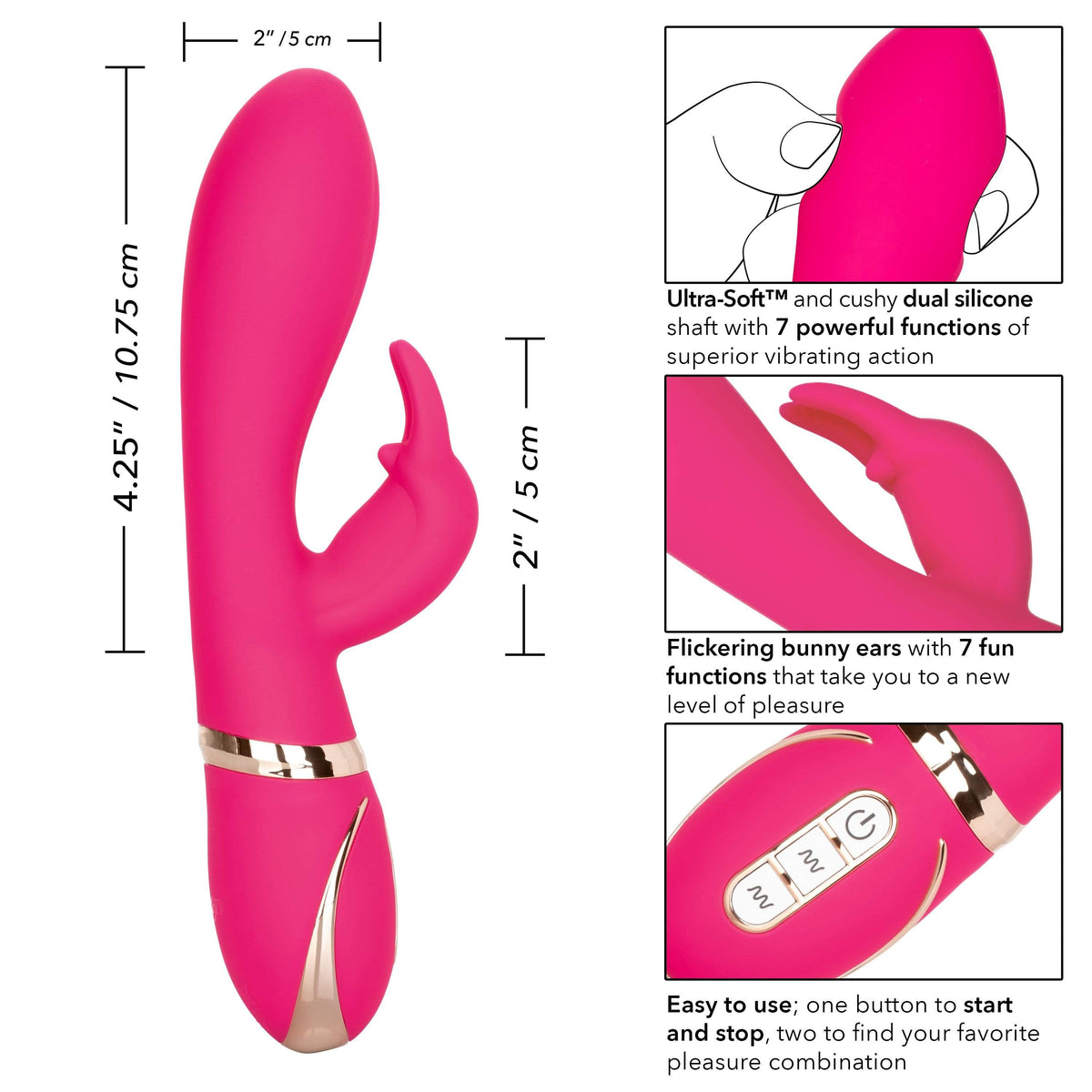 California Exotics - Jack Rabbit Signature Silicone Ultra Soft Rabbit Vibrator (Pink) CE1779 CherryAffairs