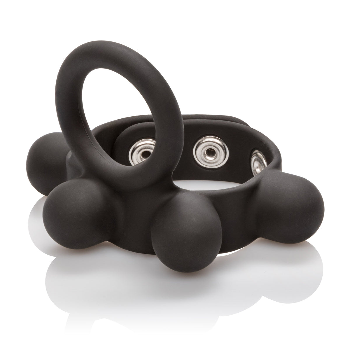 California Exotics - Medium Weighted C Ring Ball Stretcher Cock Ring (Black)    Silicone Cock Ring (Non Vibration)