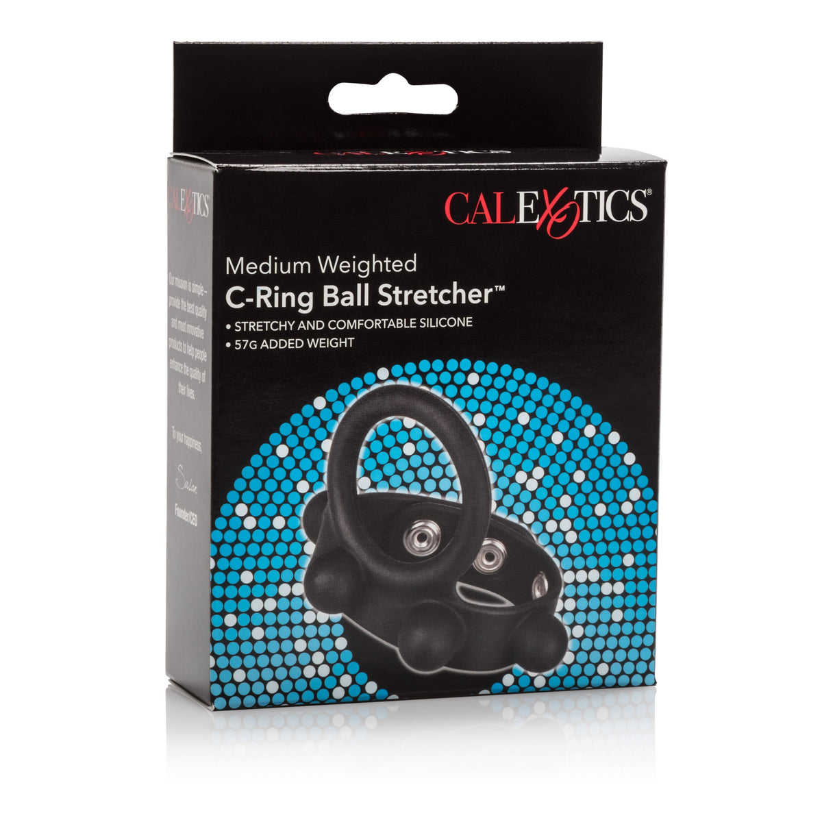 California Exotics - Medium Weighted C Ring Ball Stretcher Cock Ring (Black)    Silicone Cock Ring (Non Vibration)
