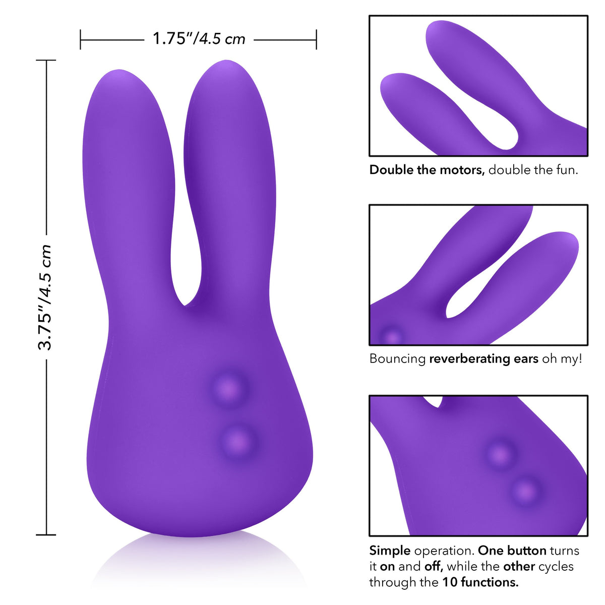 California Exotics - Mini Marvels Silicone Marvelous Bunny Clit Massager  (Purple)    Clit Massager (Vibration) Rechargeable
