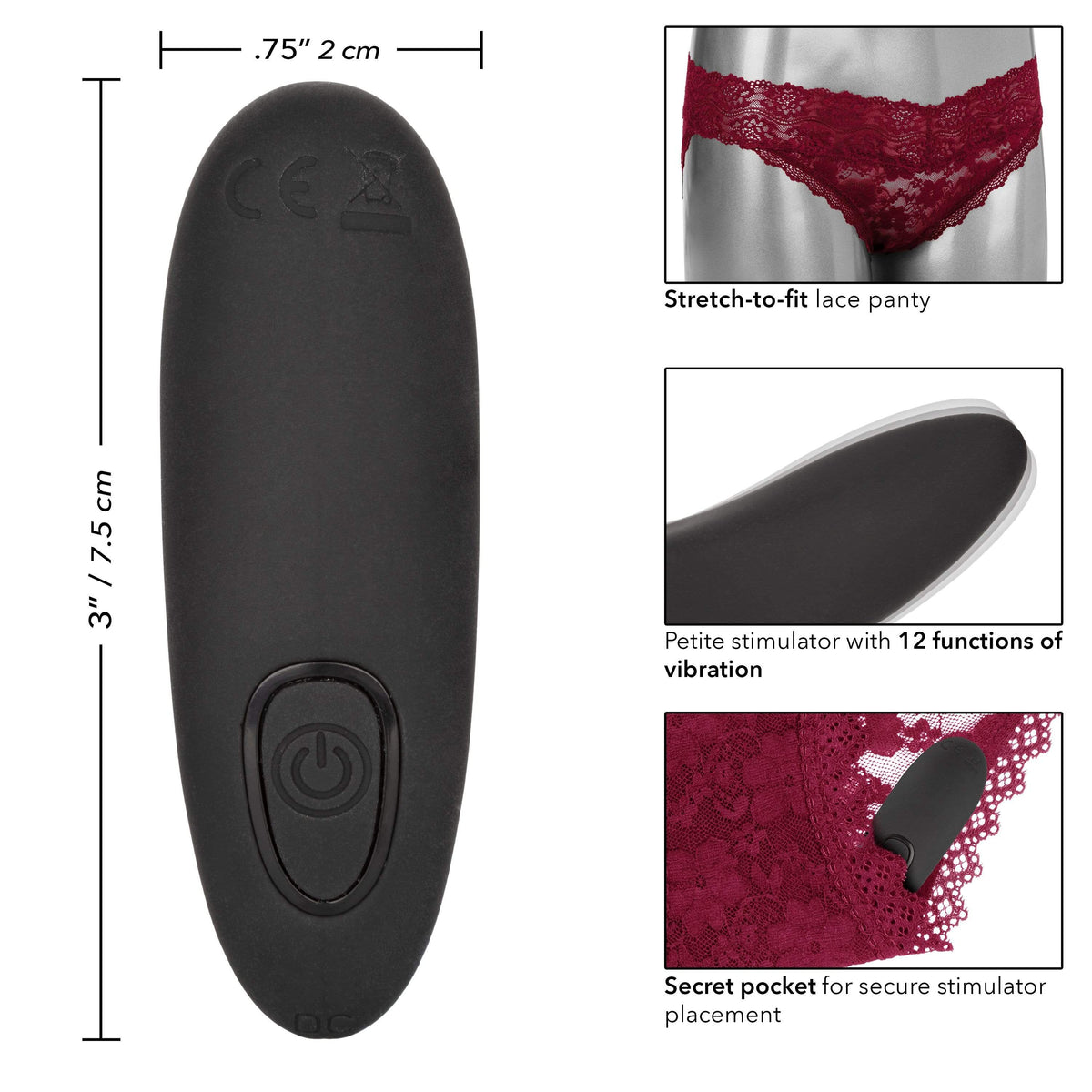 California Exotics - Remote Control Vibrating Lace Panty Set    Panties Massager Remote Control (Vibration) Rechargeable