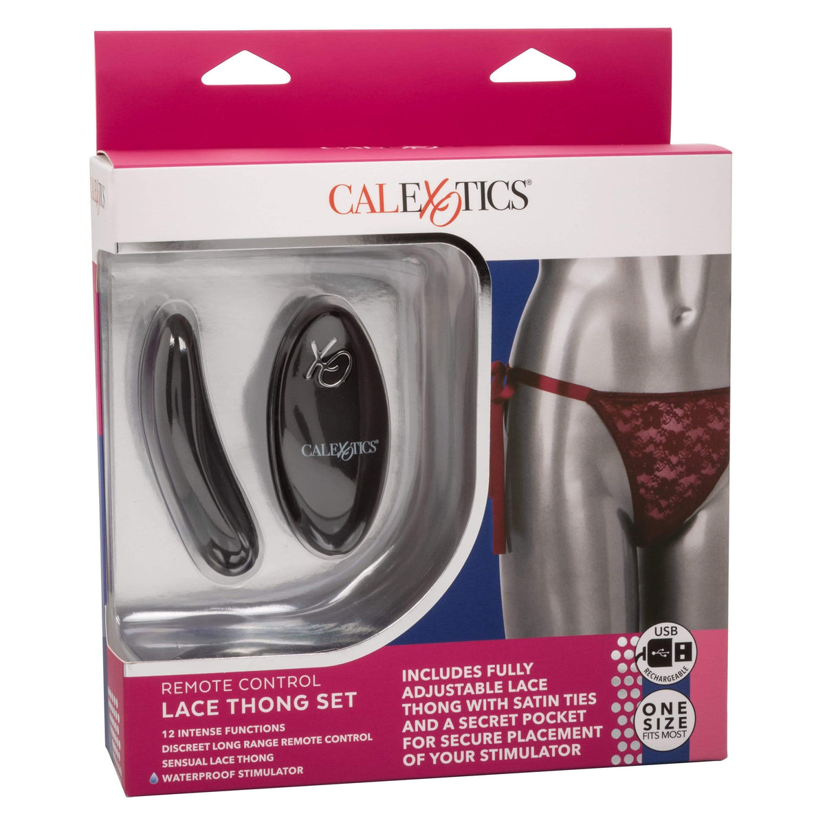 California Exotics - Remote Control Vibrating Lace Thong Set O/S  Red 716770099211 Panties Massager Remote Control (Vibration) Rechargeable