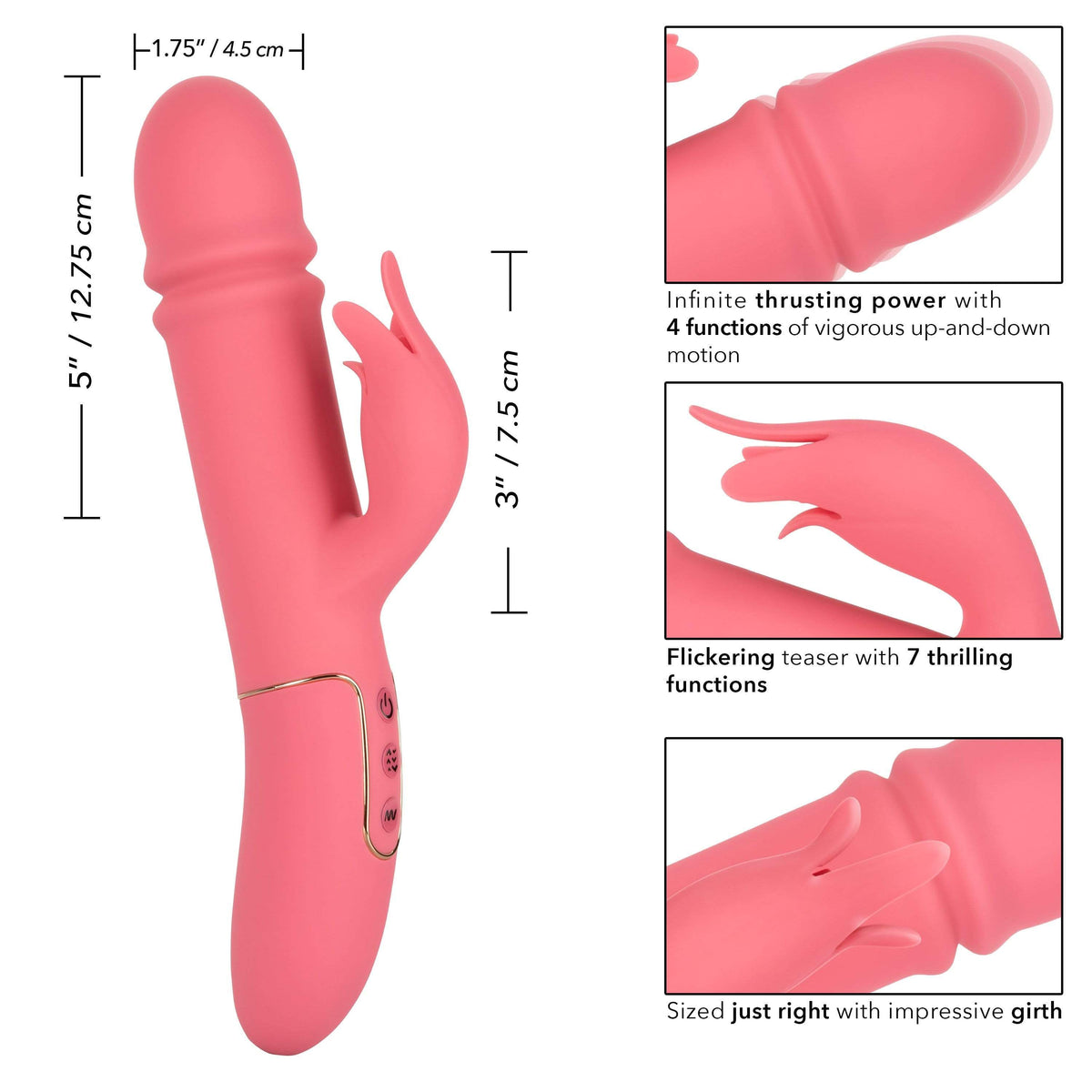 California Exotics - Shameless Tease Rabbit Vibrator (Pink)    Rabbit Dildo (Vibration) Rechargeable