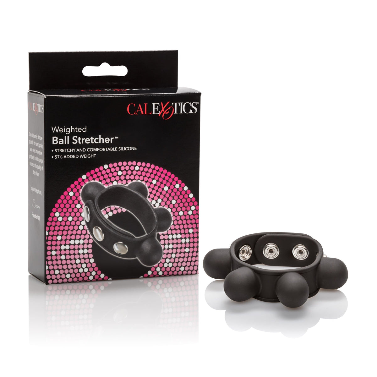 California Exotics - Weighted Ball Stretcher Cock Ring (Black) Silicone Cock Ring (Non Vibration) 716770088451 CherryAffairs