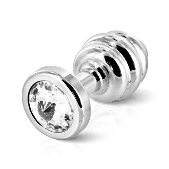 Diogol - Ano Butt Plug Ribbed Silver Platted 25 mm (Silver)    Metal Anal Plug (Non Vibration)
