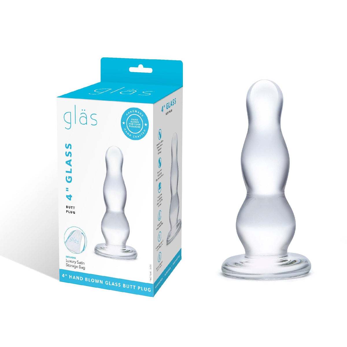 Glas - Glass Butt Plug 4&quot; (Clear) GL1007 CherryAffairs