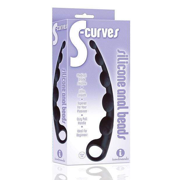 Icon Brands - S Curved Silicone Anal Beads (Black) IB1016 CherryAffairs