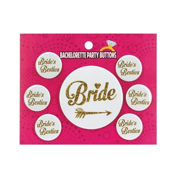 Kalan - Bachelorette Party Button Bride/Bride&#39;s Besties (White) OT1122 CherryAffairs