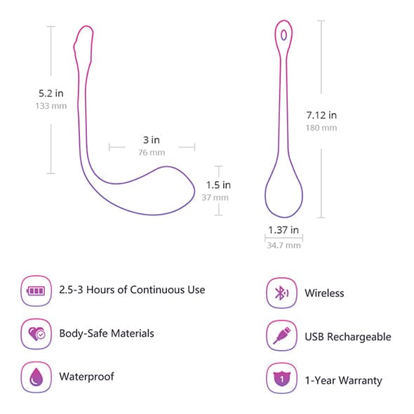 Lovense - Lush 2 App-Controlled Bullet Egg Vibrator (Pink)    Wireless Remote Control Egg (Vibration) Rechargeable
