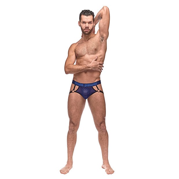 Male Power - Diamond Mesh Jock Underwear with Ring S/M (Blue)    Gay Pride Underwear
