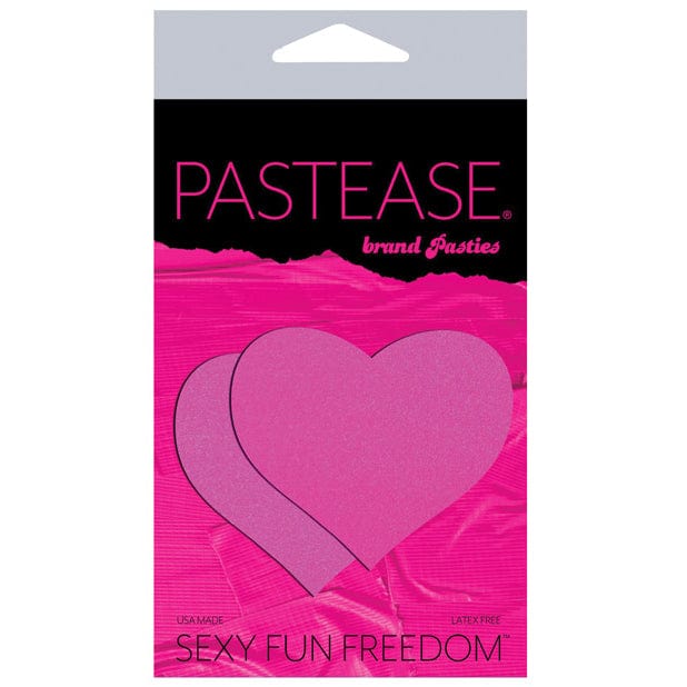 Pastease - Basic Heart Black Light Reactive Pasties Nipple Covers O/S (Neon Pink)    Nipple Covers