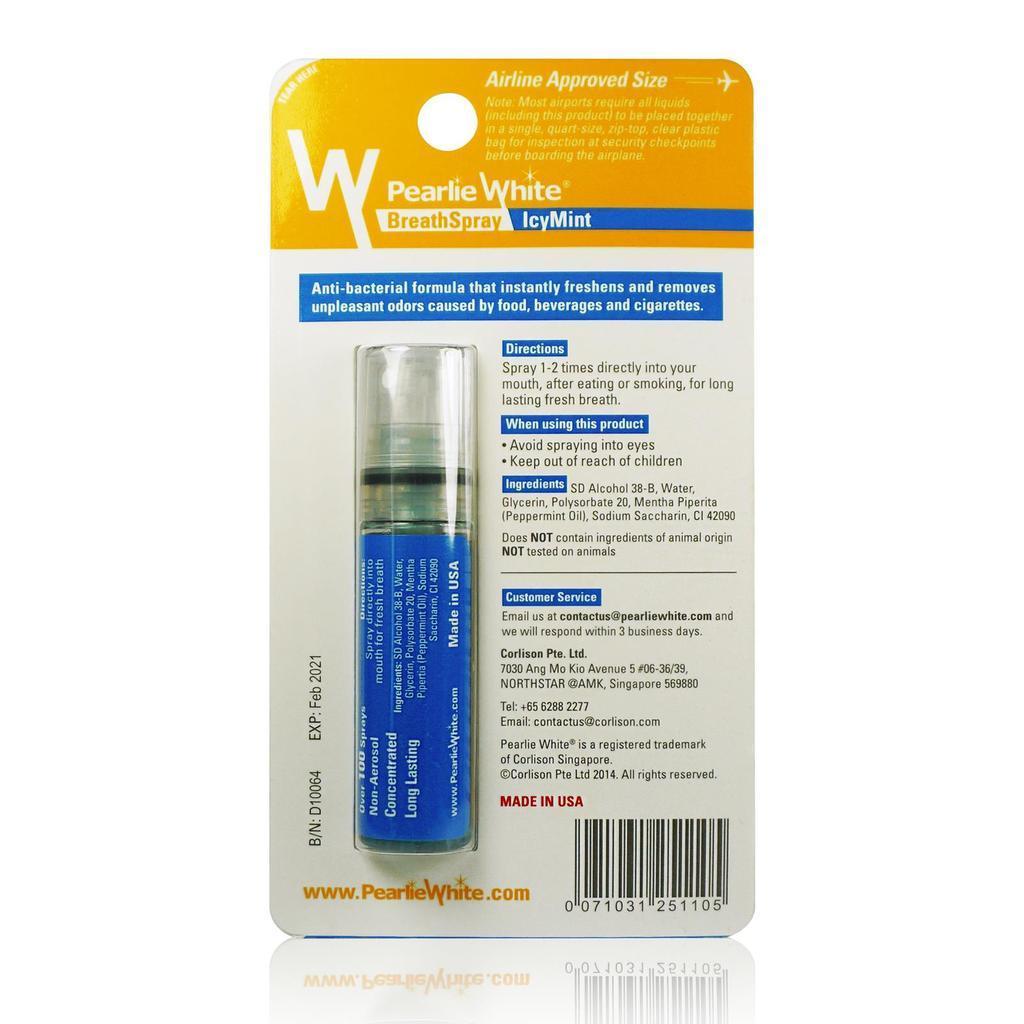 Pearlie White - Anti Bacterial Breathspray IcyMint 8.5ml (Blue)    Body Care