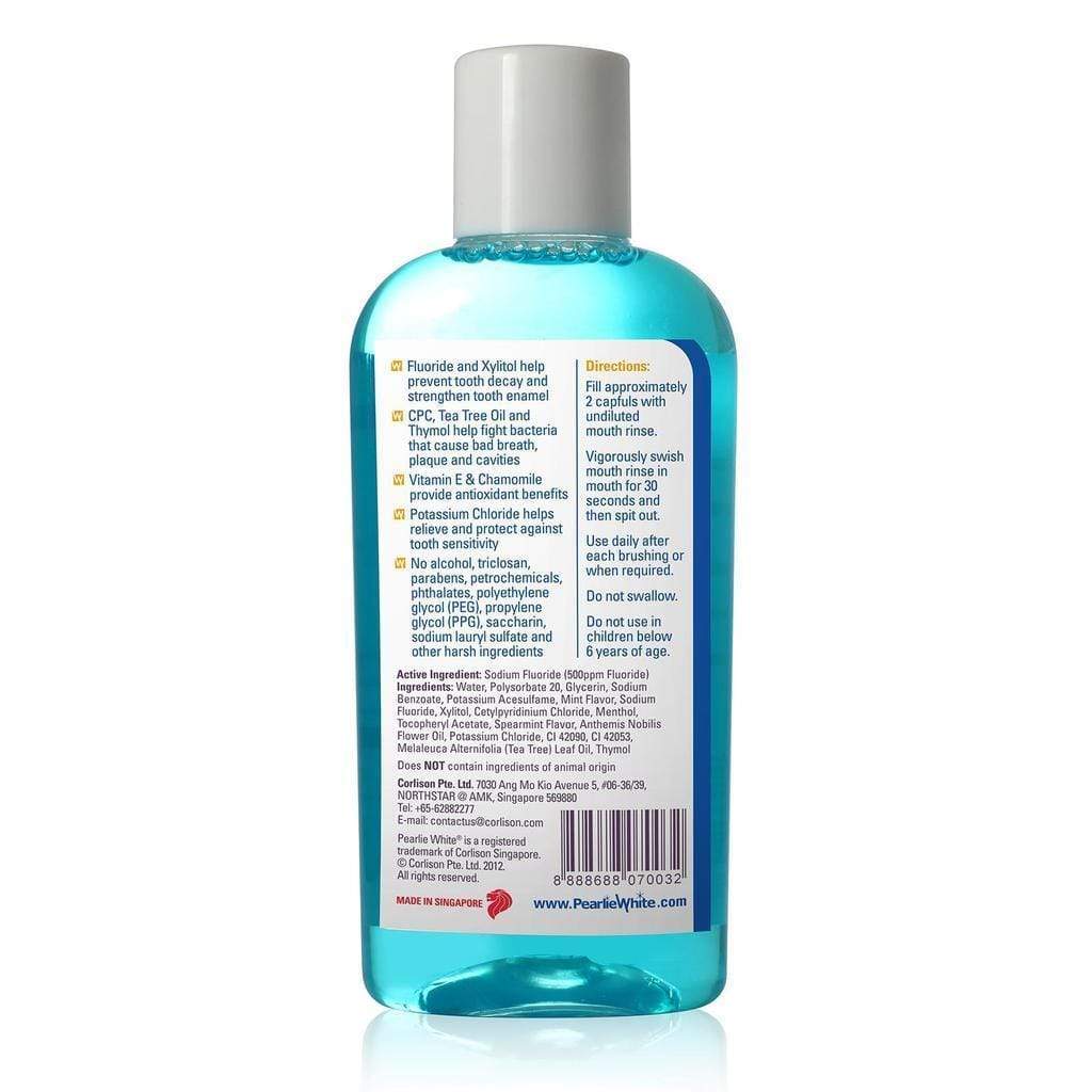 Pearlie White - Fluorinze Alcohol Free Antibacterial Fluoride Mouth Rinse 100ml (Blue)    Body Care