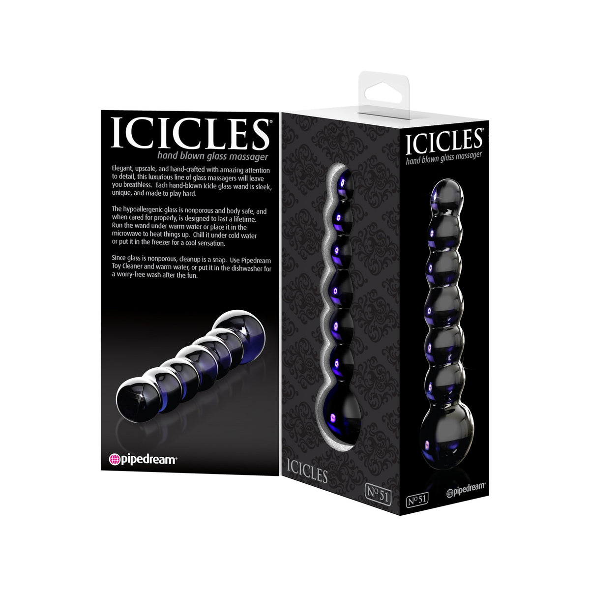 Pipedream - Icicles No 51 Hand Blown Glass Massager PD1345 CherryAffairs