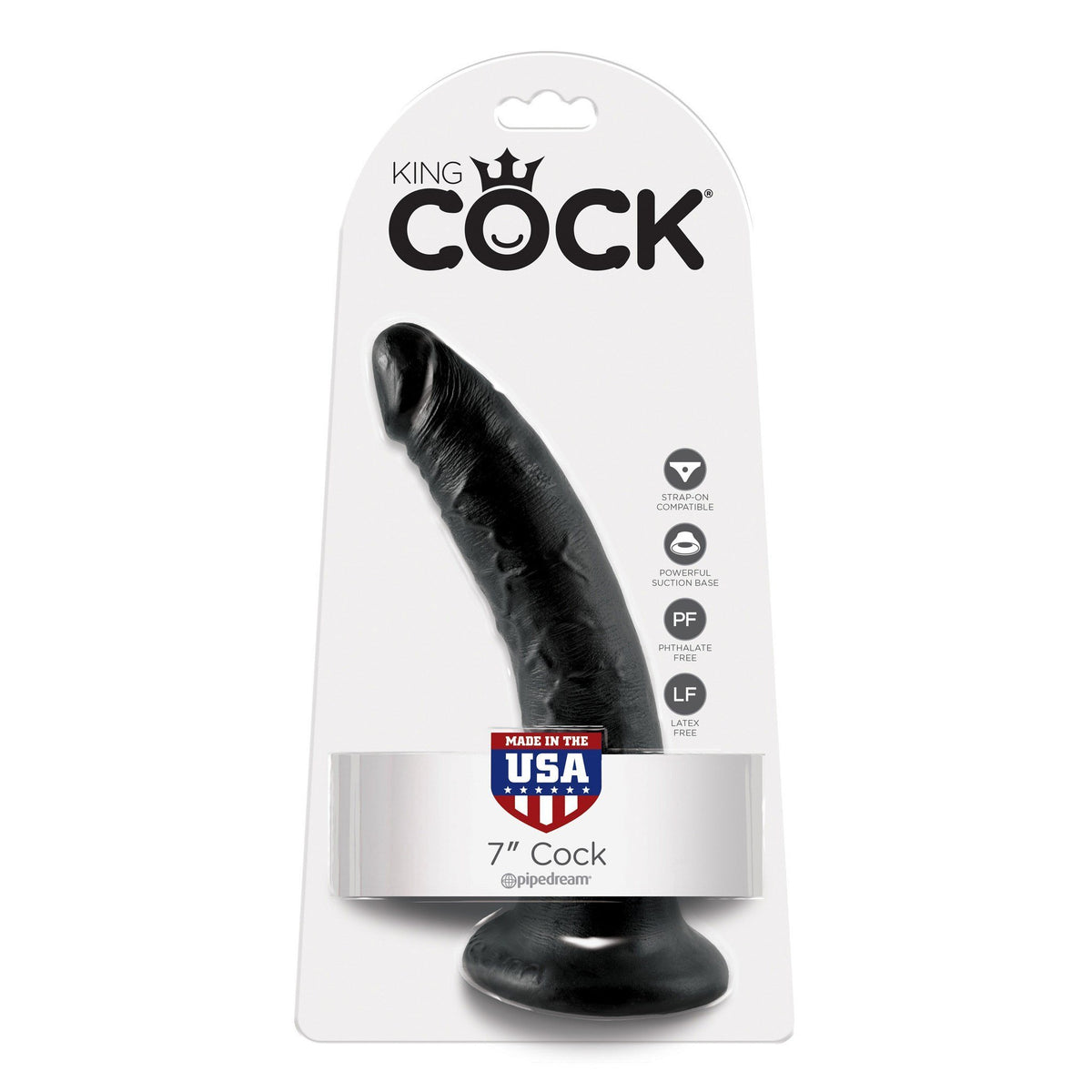 Pipedream - King Cock 7&quot; Cock (Black)    Realistic Dildo with suction cup (Non Vibration)