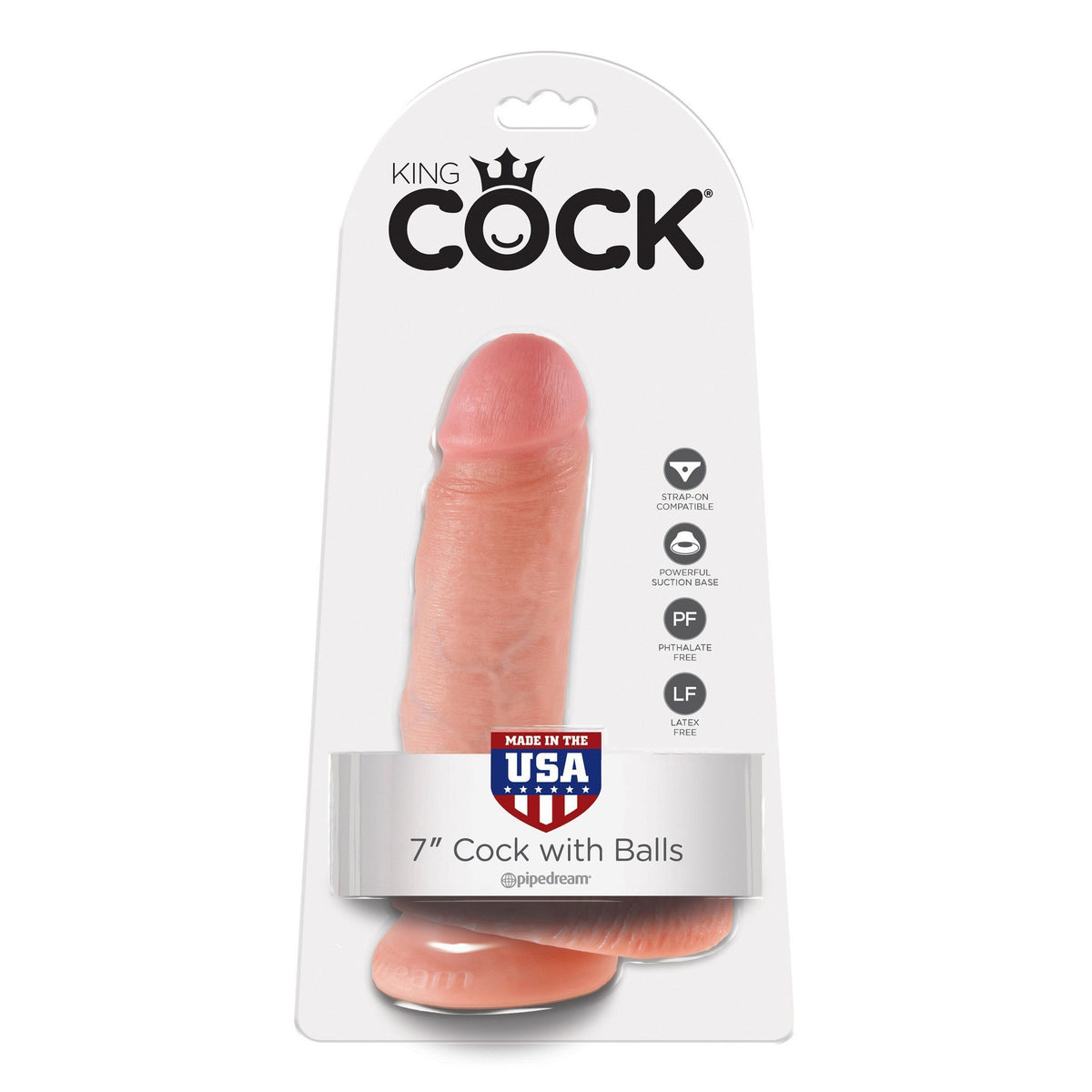 Pipedream - King Cock 7&quot; Cock with Balls (Beige) Realistic Dildo with suction cup (Non Vibration) - CherryAffairs Singapore
