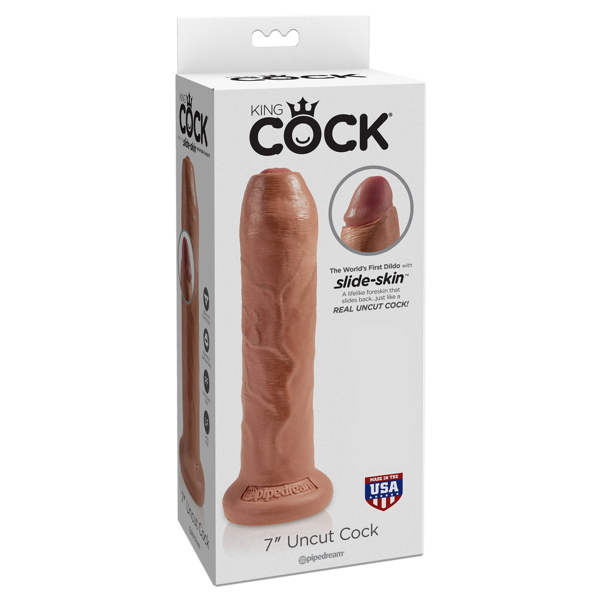 Pipedream - King Cock 7&quot; Uncut Cock (Brown) PD1677 CherryAffairs