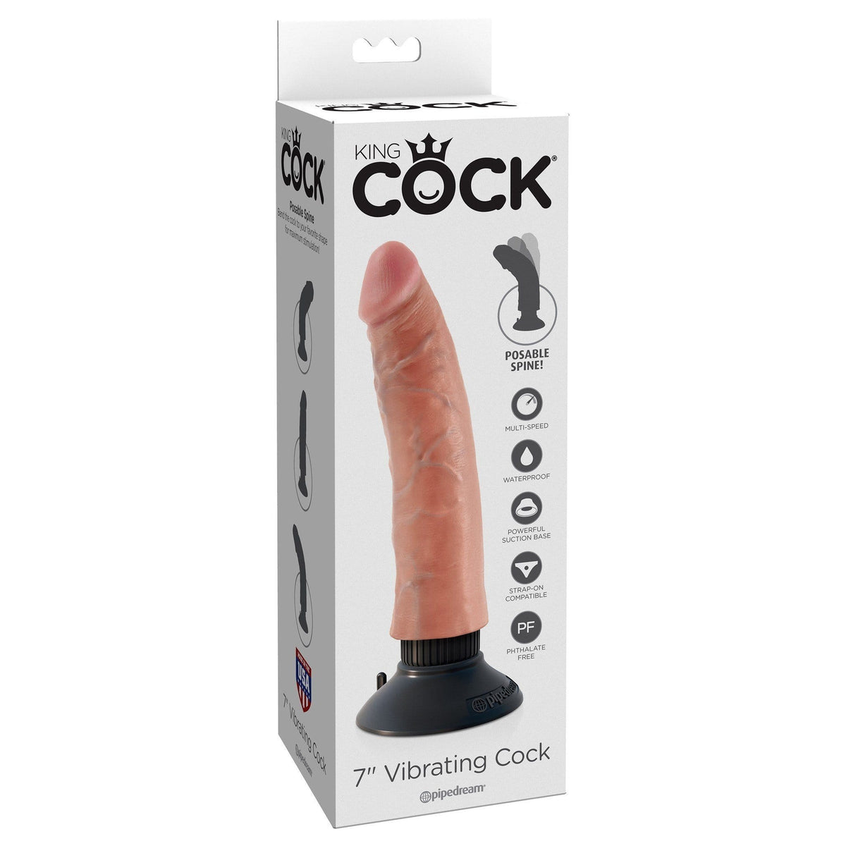 Pipedream - King Cock 7&quot; Vibrating Cock (Beige) PD1535 CherryAffairs