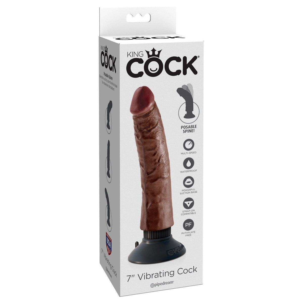 Pipedream - King Cock 7&quot; Vibrating Cock (Brown) PD1536 CherryAffairs