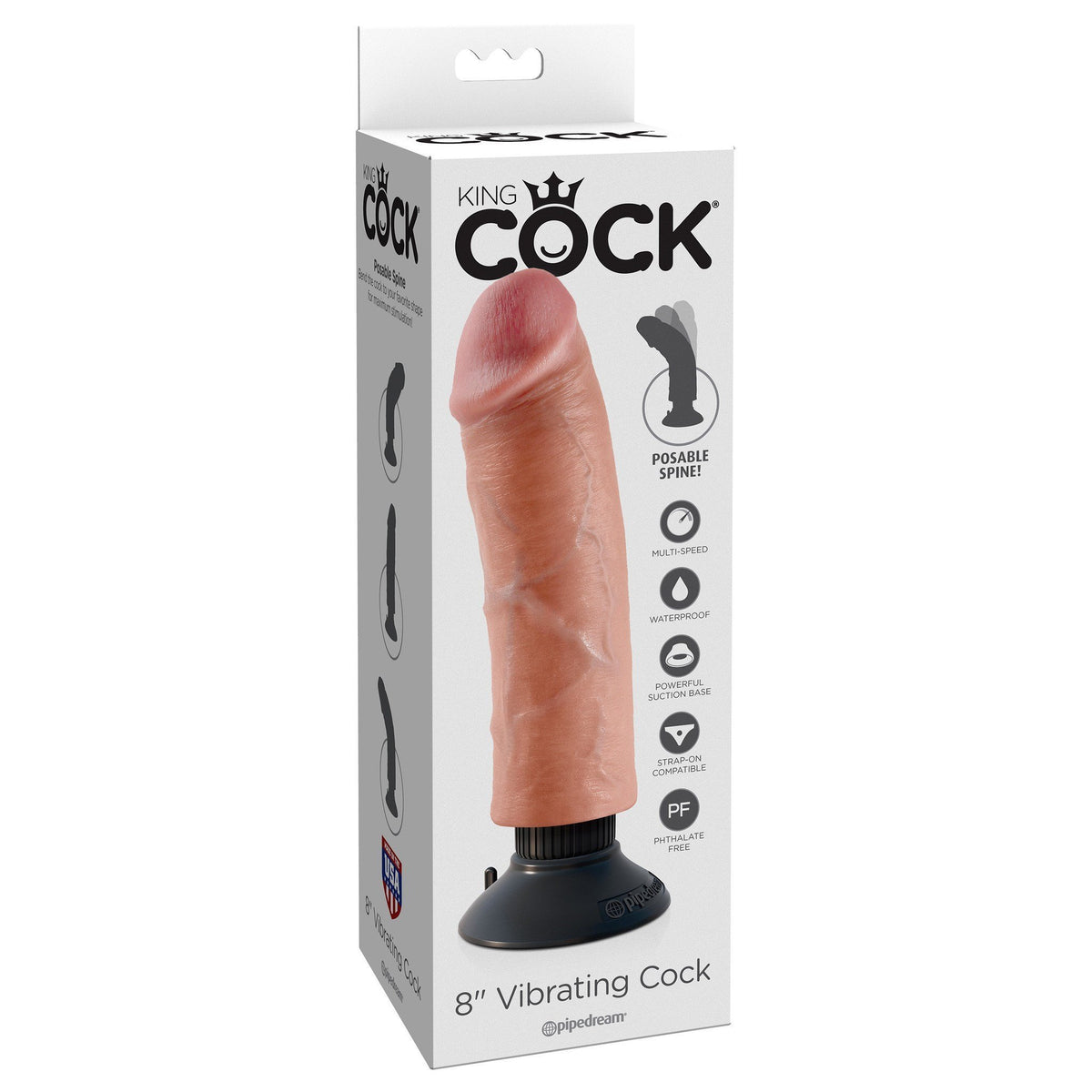 Pipedream - King Cock 8&quot; Vibrating Cock (Beige) PD1537 CherryAffairs