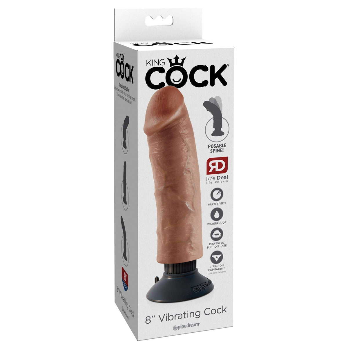 Pipedream - King Cock Vibrating Cock Dildo 8&quot; (Brown) PD1806 CherryAffairs