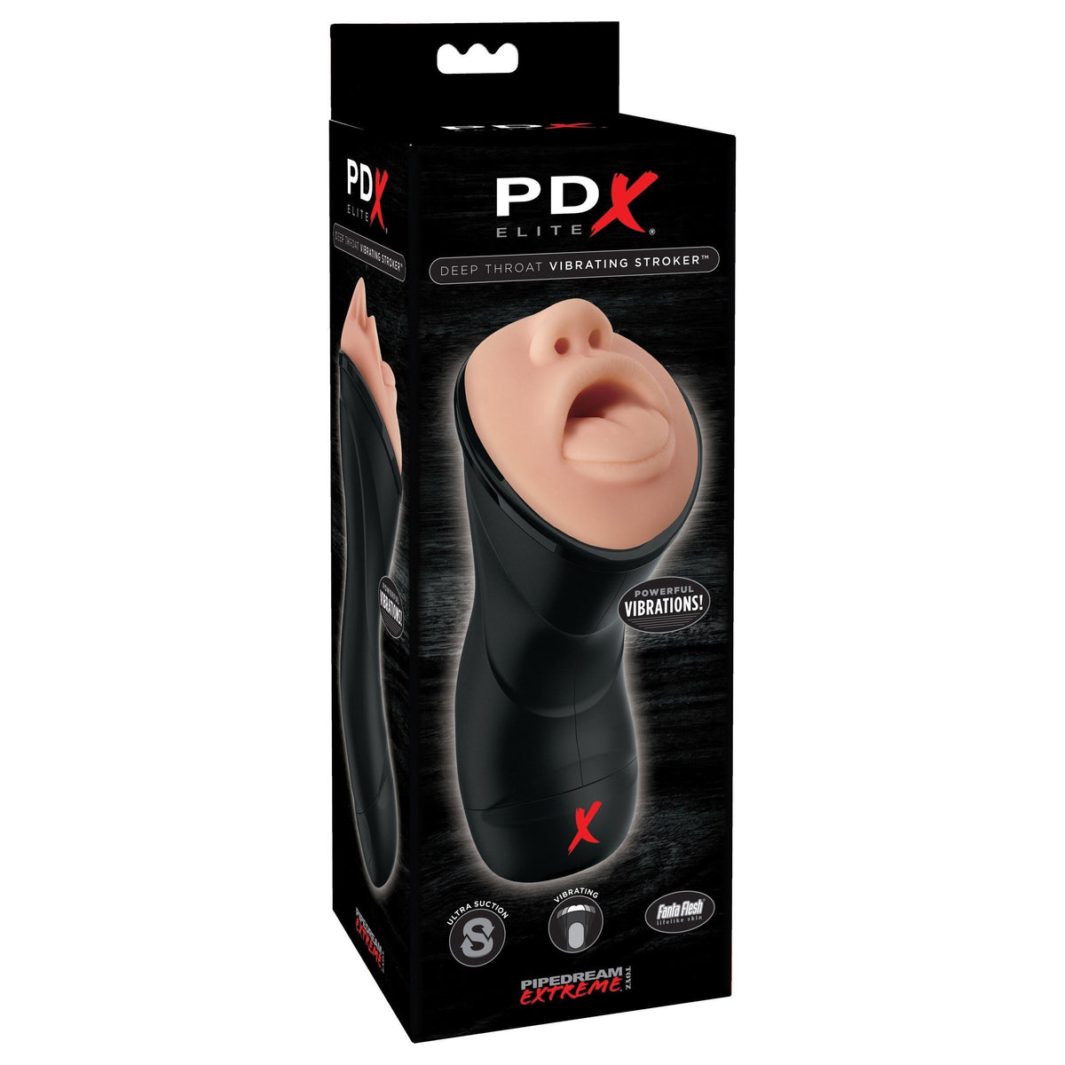 Pipedream - PDX Elite Deep Throat Vibrating Stroker (Black) PD1574 CherryAffairs