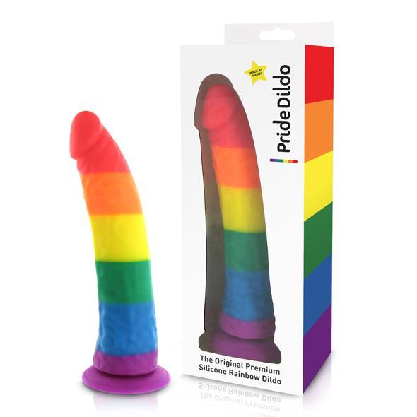 Pride Dildo - Silicone Rainbow Dildo 8&quot;    Realistic Gay Dildo with suction cup (Non Vibration)