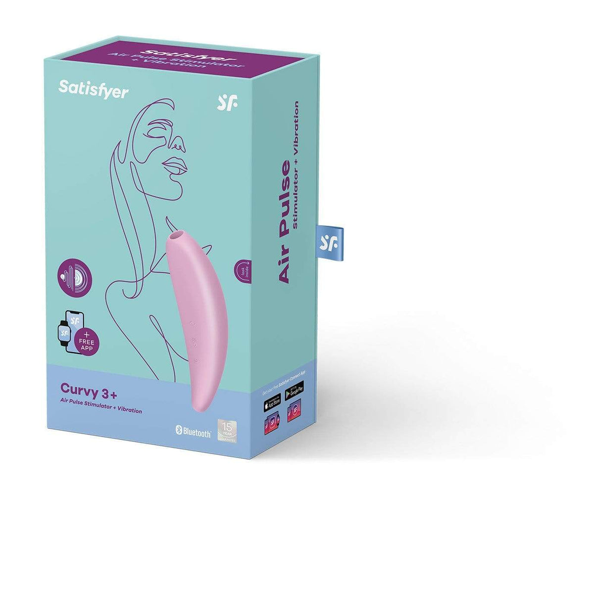 Satisfyer - Curvy 3+ App-Controlled Clitoral Air Stimulator Vibrator (Pink)    Clit Massager (Vibration) Rechargeable