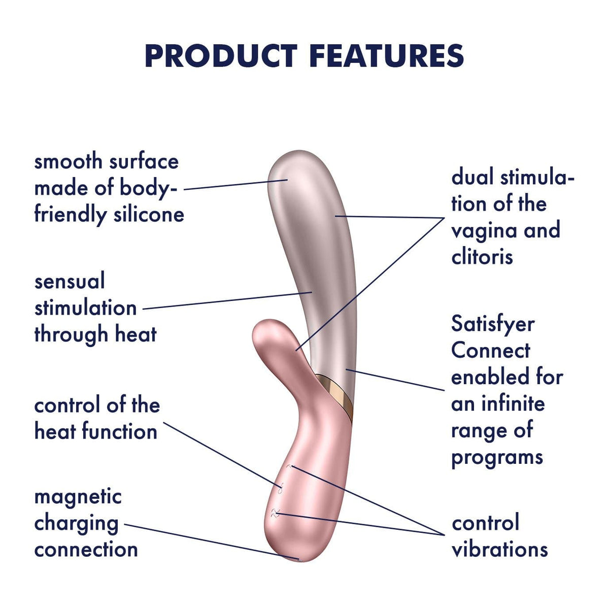 Satisfyer - Hot Lover Warming Rabbit Vibrator with Bluetooth and App (Pink/Dark Pink)    Rabbit Dildo (Vibration) Rechargeable