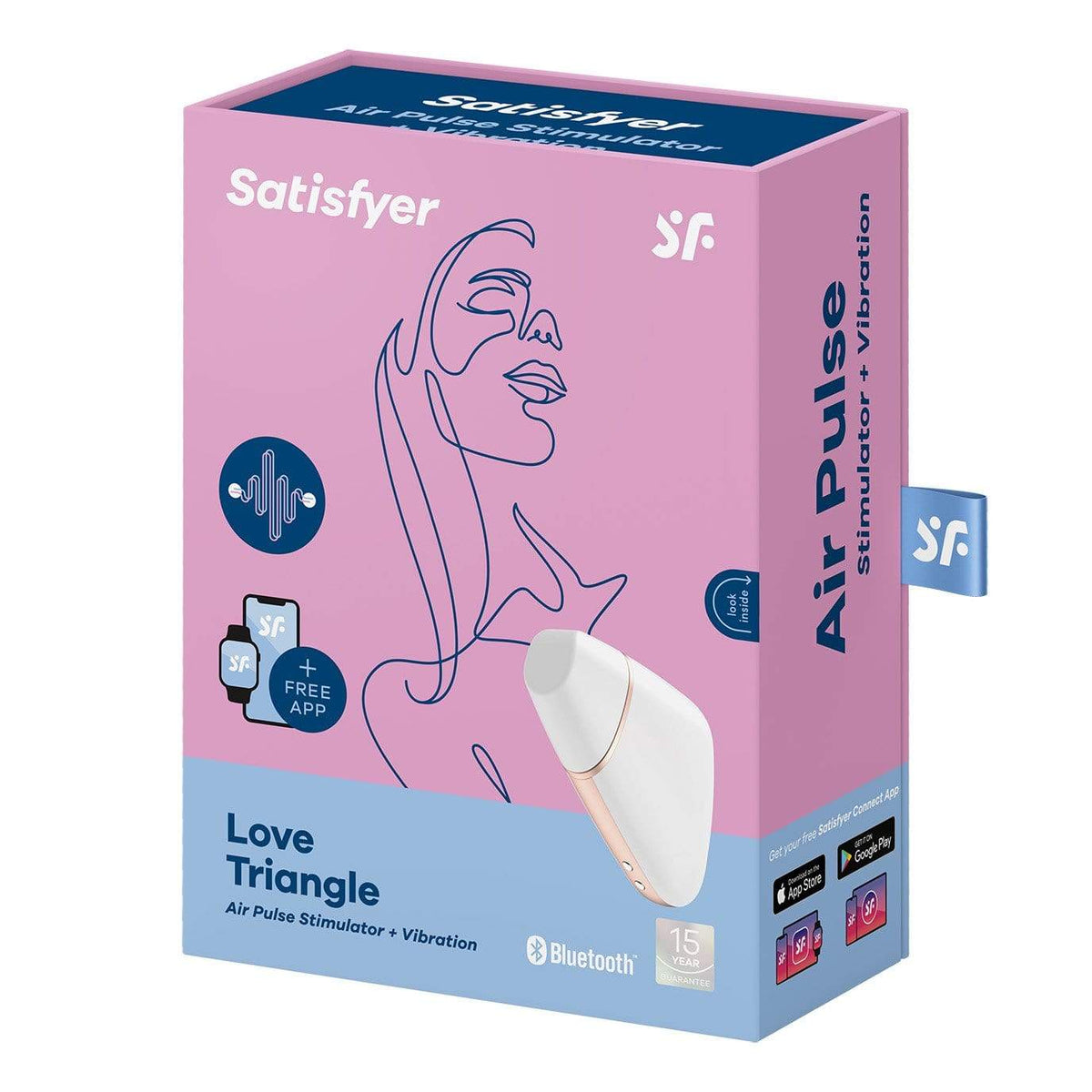 Satisfyer - Love Triangle App-Controlled Clitoral Air Stimulator Vibrator (White) STF1122 CherryAffairs