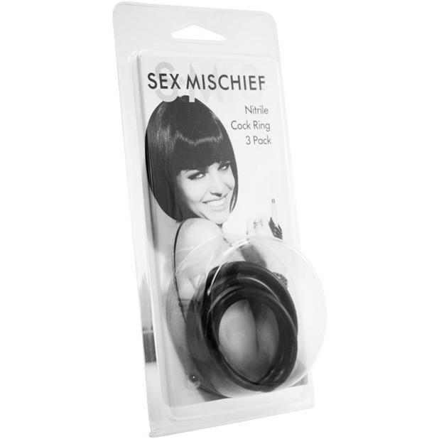 Sex and Mischief - Nitrile Cock Ring Pack of 3 (Black) SM1020 CherryAffairs