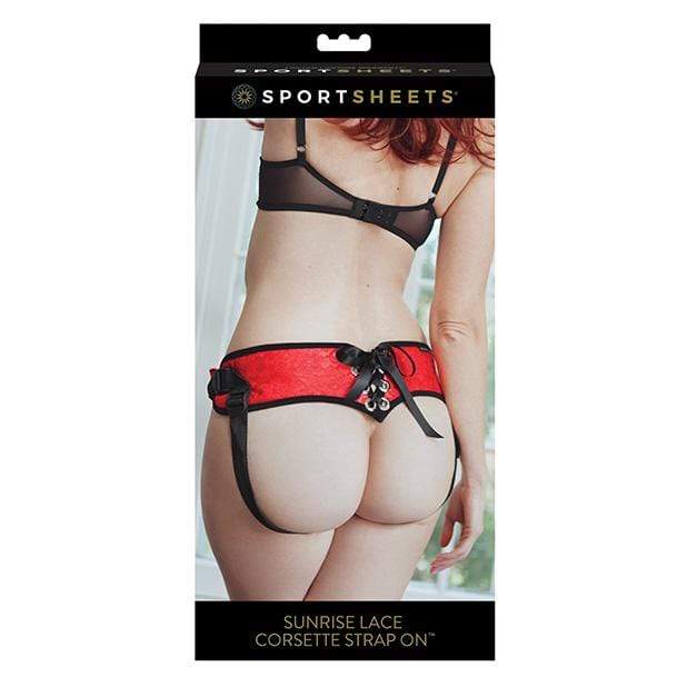 Sportsheets - Sunrise Lace Corsette Strap On Harness (Red) SS1037 CherryAffairs