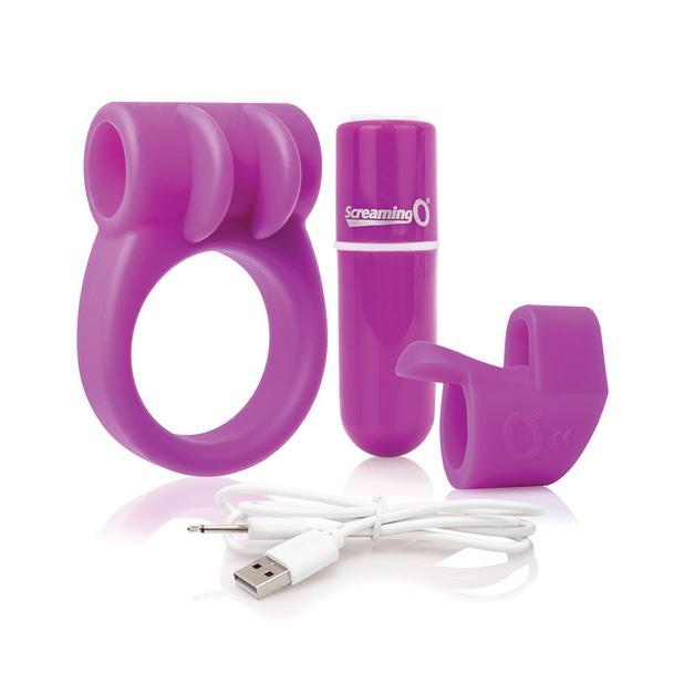 The Screaming O - Charged CombO Rechargeable Better Sex Couples&#39; Kit (Purple) TSO1047 CherryAffairs