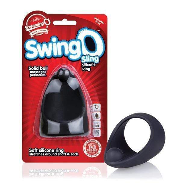 The Screaming O - Swing O Sling Soft Silicone Cock Ring (Black)    Silicone Cock Ring (Non Vibration)