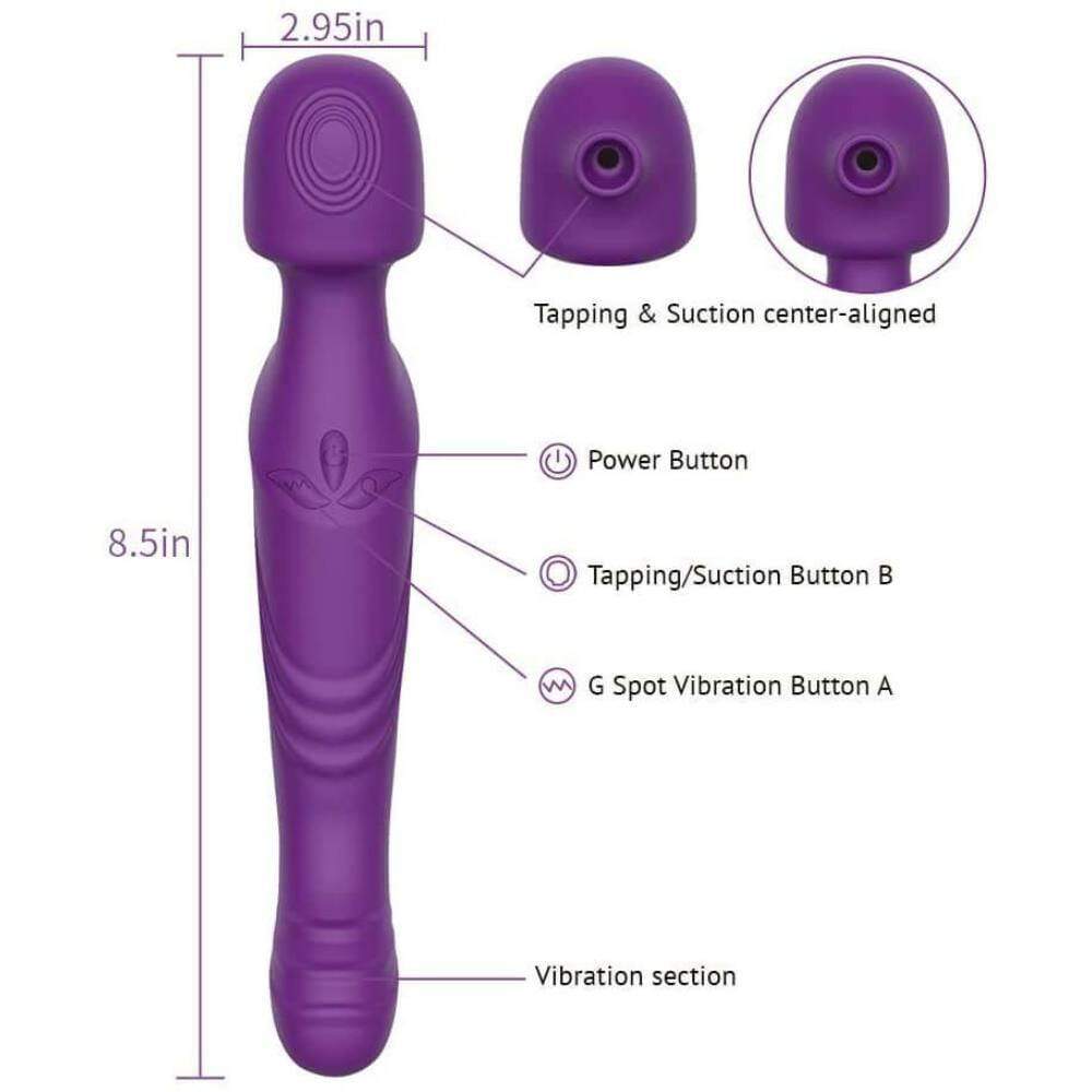 Tracy&#39;s Dog - Dual Vibe G Spot Clitoral Air Stimulator Wand Massager (Purple) TRD1015 CherryAffairs
