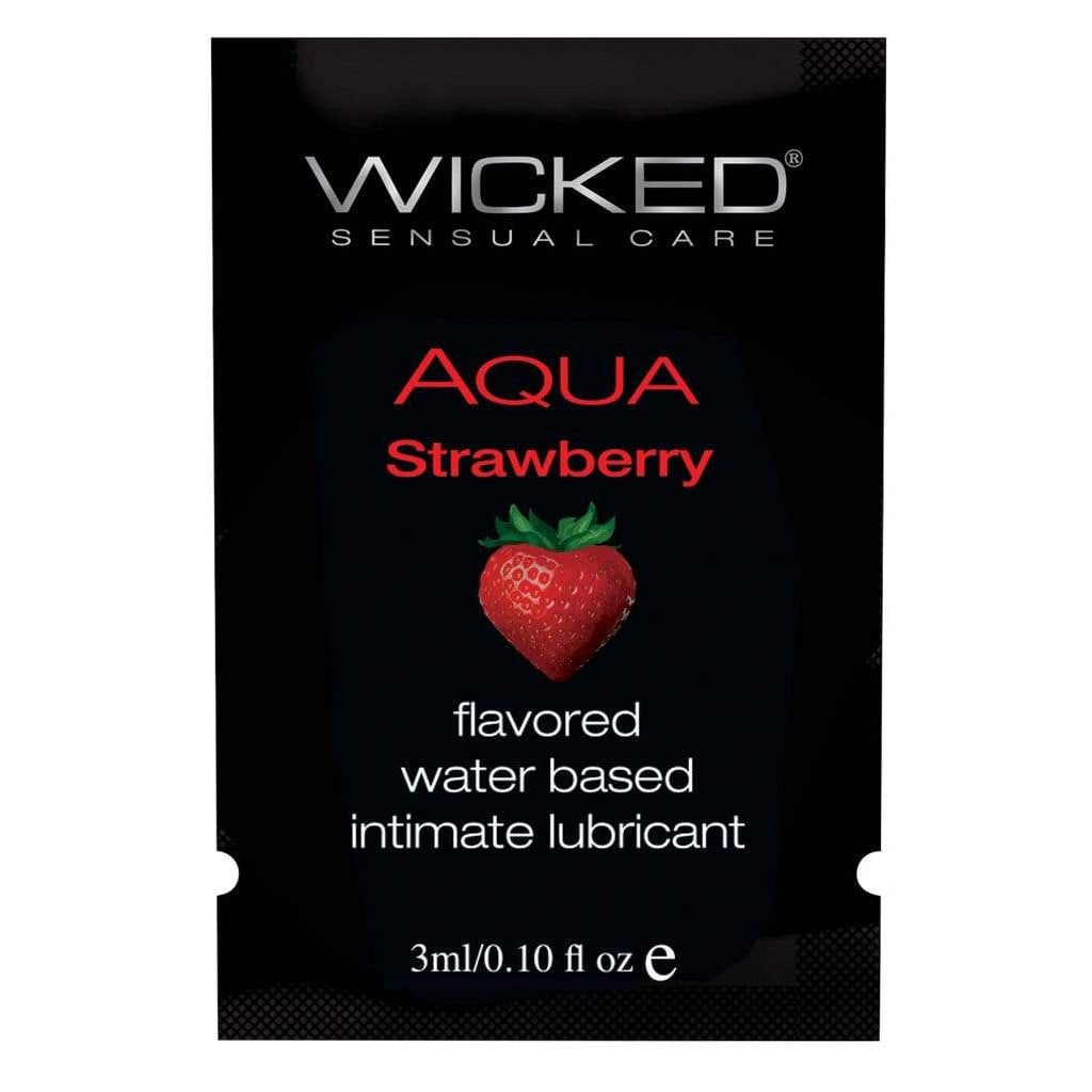Wicked - Aqua Strawberry Flavored Water Based Lubricant Sachet 3ml Lube (Water Based) 713079904109 CherryAffairs